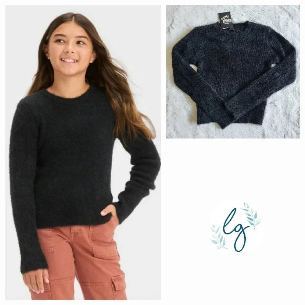 Art Class Girls' Fuzzy Ribbed Crewneck Sweater (Large) 4KIDQ-L